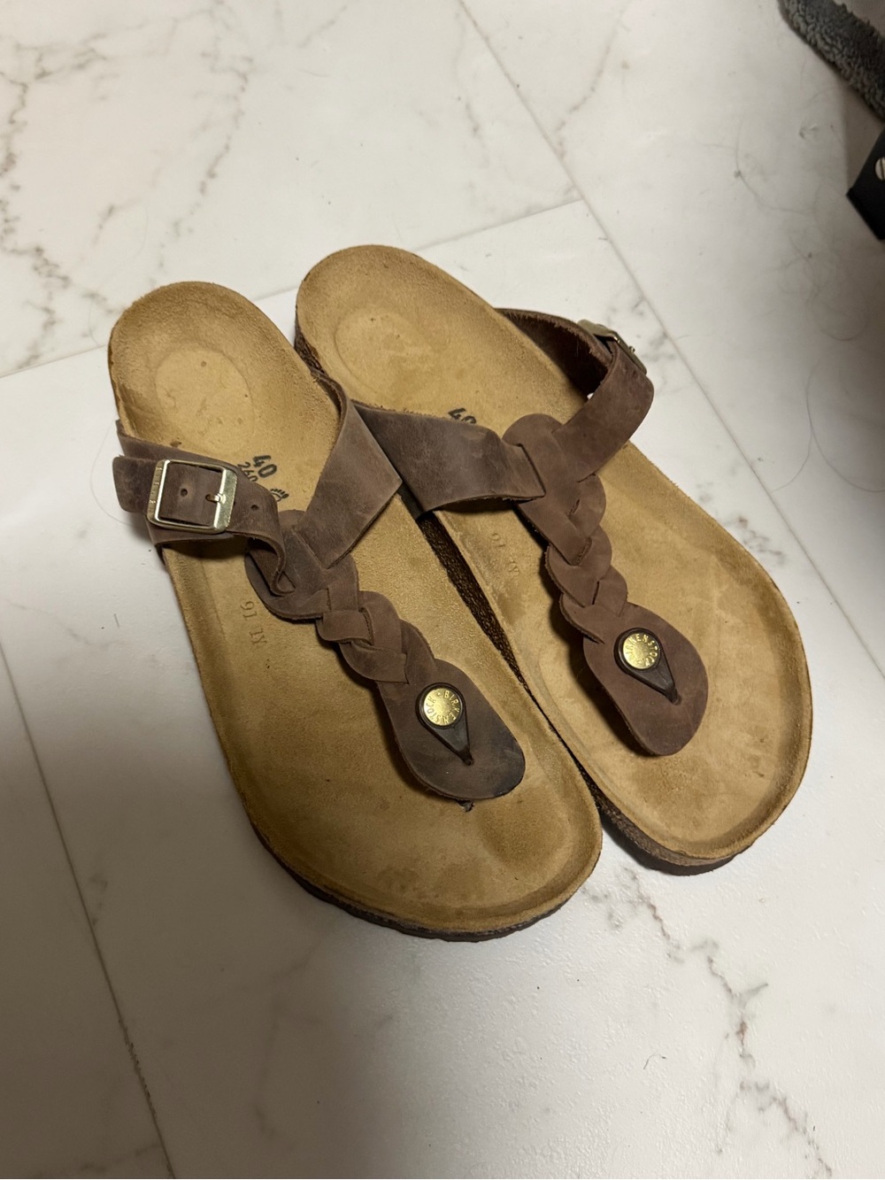 Birkenstock Brown Braided Toe-Post Sandals *worn less than 5 times